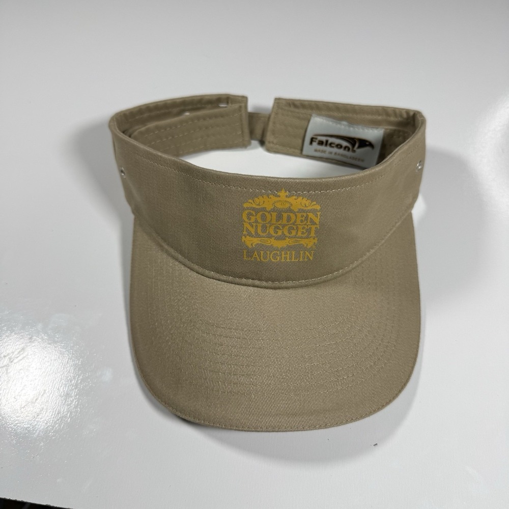 Falcon Khaki Tan Sun Visor Golden Nugget Laughlin Casino Gold Logo Adjustable